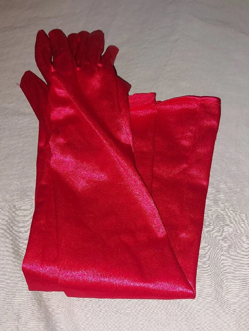 Pair of Satin Opera Gloves — Red & Black